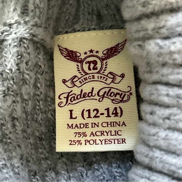 Faded Glory Gray Turtleneck Sweater Asymmetrical Size Large - Picture 6 of 11